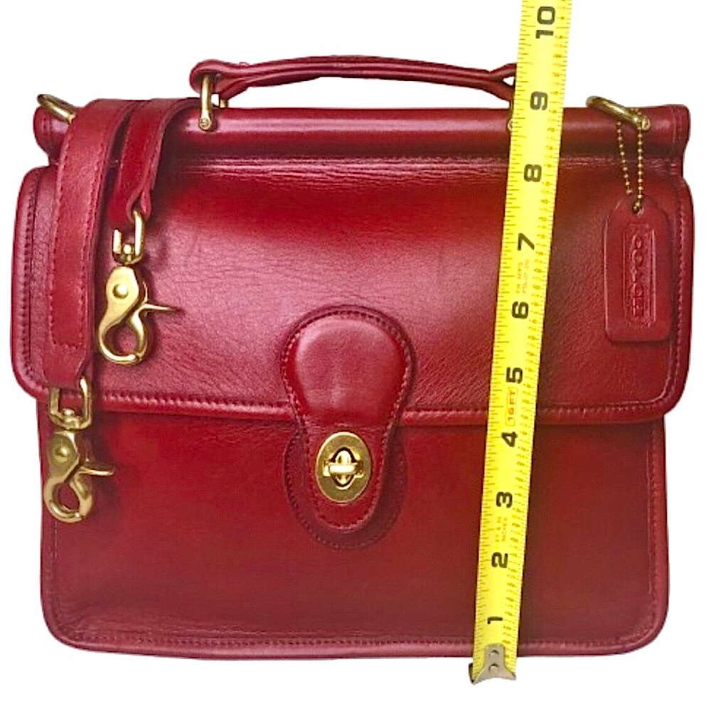 Vintage COACH WILLIS Red Glove Tanned Top Handle Crossbody Bag 9927 USA COA - Picture 11 of 17